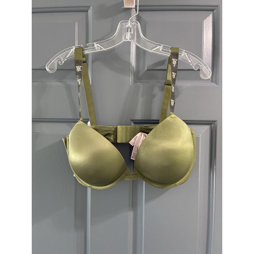 Victoria's Secret Bombshell Push-Up Shine Strap Bra 36DDD *Woodland Green* NEW!
